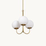 UNCINO Brass & Opal Glass Hook Chandelier