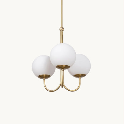 UNCINO Brass & Opal Glass Hook Chandelier