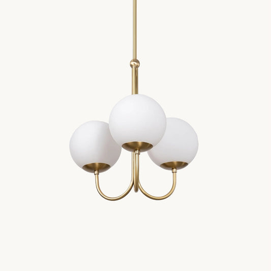 UNCINO Brass & Opal Glass Hook Chandelier