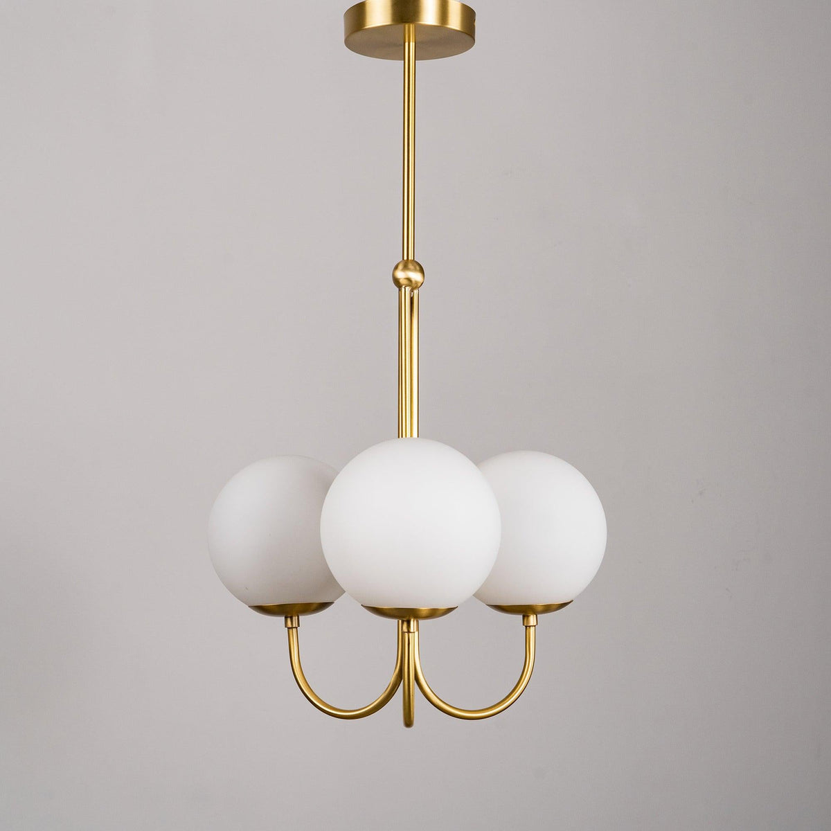UNCINO Brass & Opal Glass Hook Chandelier