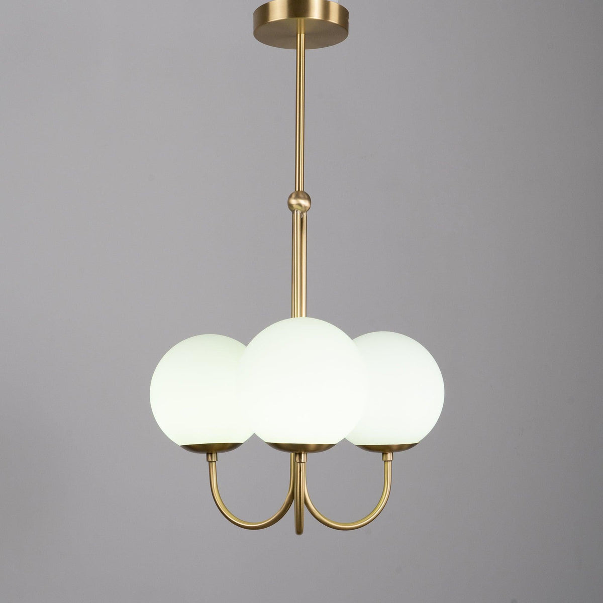 UNCINO Brass & Opal Glass Hook Chandelier