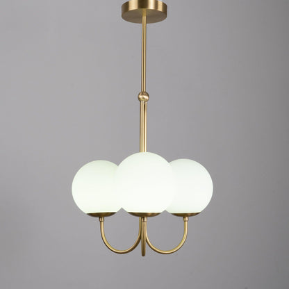UNCINO Brass & Opal Glass Hook Chandelier