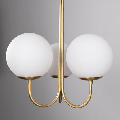 UNCINO Brass & Opal Glass Hook Chandelier