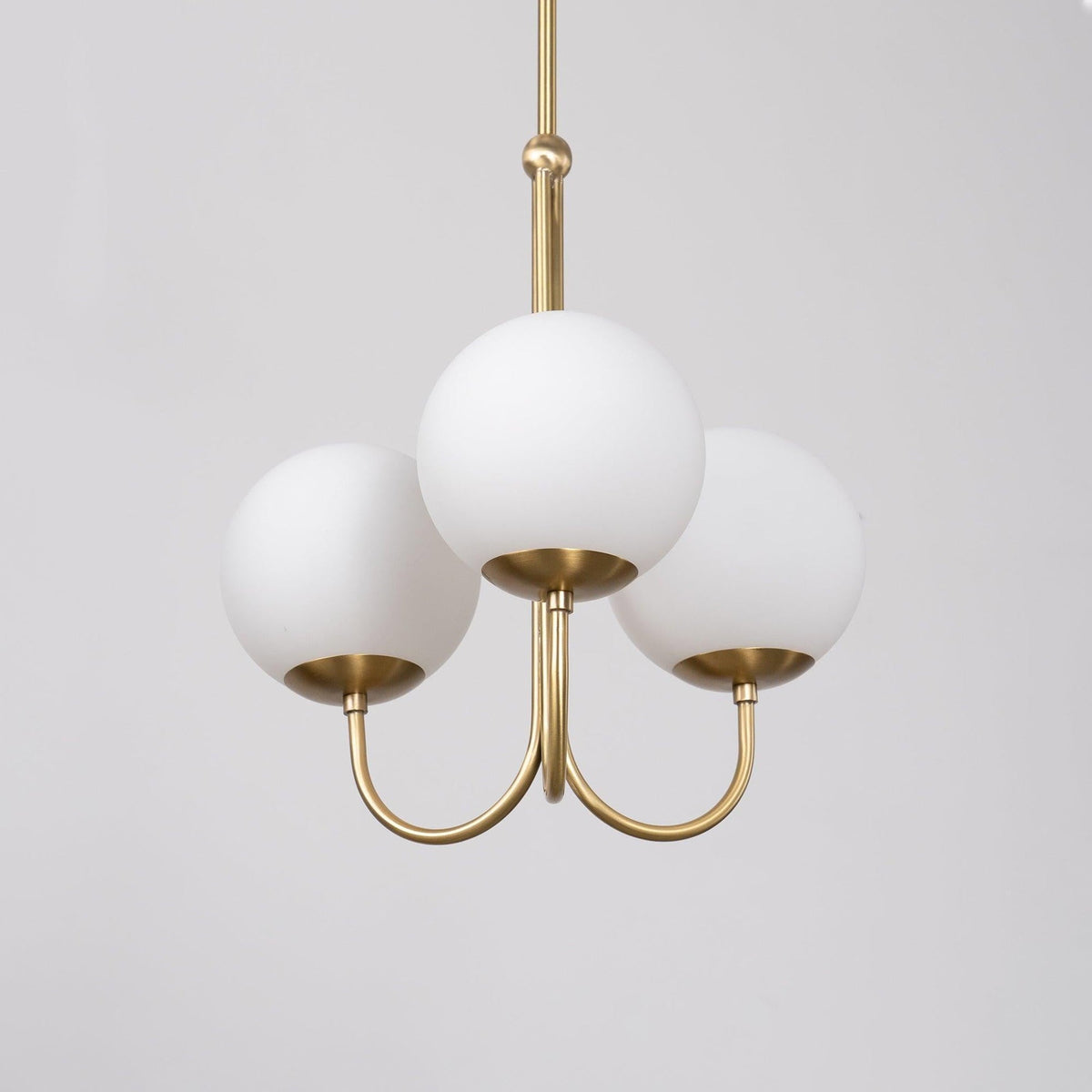 UNCINO Brass & Opal Glass Hook Chandelier