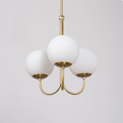 UNCINO Brass & Opal Glass Hook Chandelier