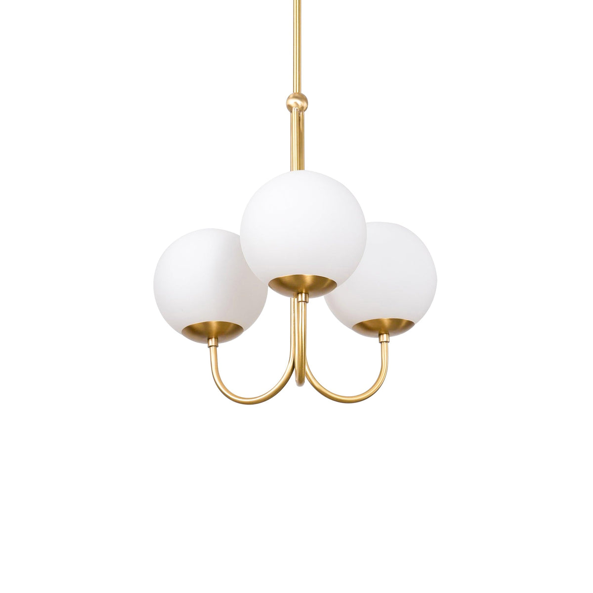 UNCINO Brass & Opal Glass Hook Chandelier