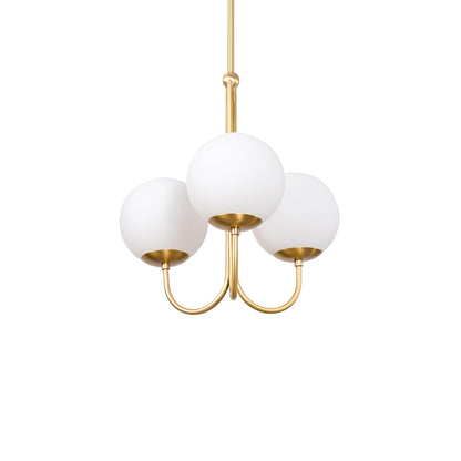 UNCINO Brass & Opal Glass Hook Chandelier