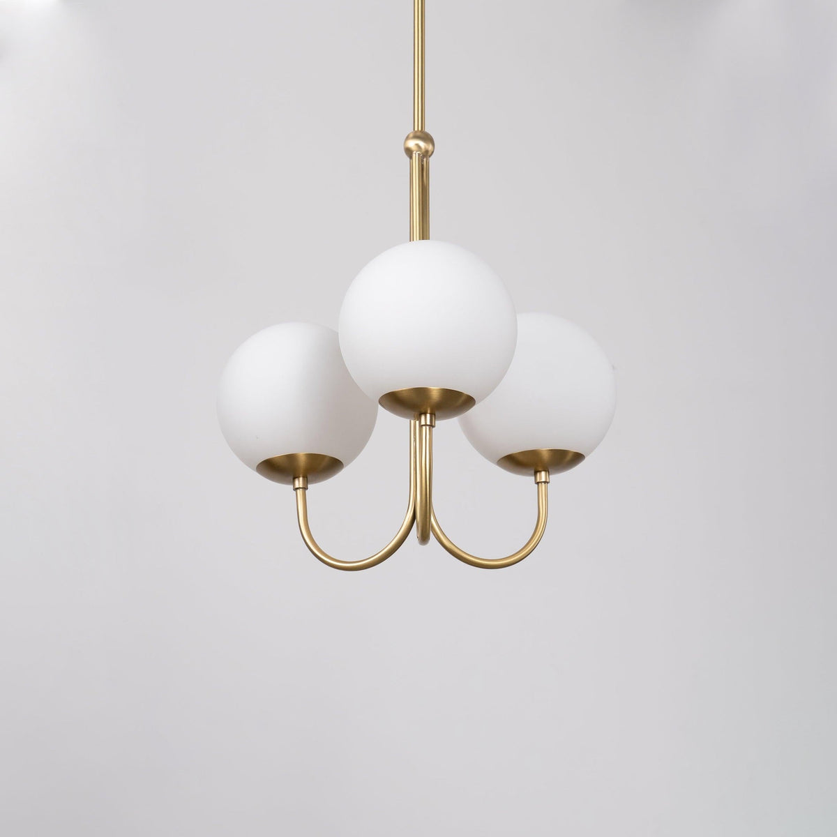 UNCINO Brass & Opal Glass Hook Chandelier