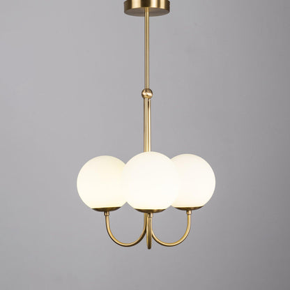 UNCINO Brass & Opal Glass Hook Chandelier