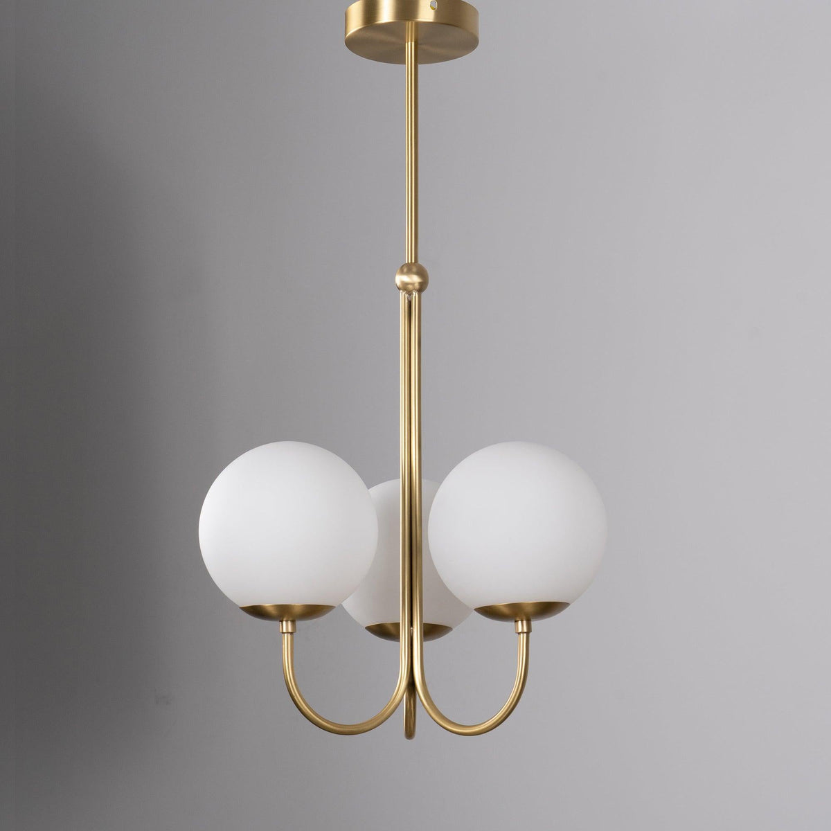 UNCINO Brass & Opal Glass Hook Chandelier