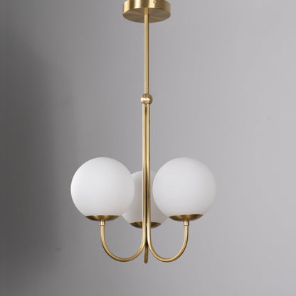 UNCINO Brass & Opal Glass Hook Chandelier