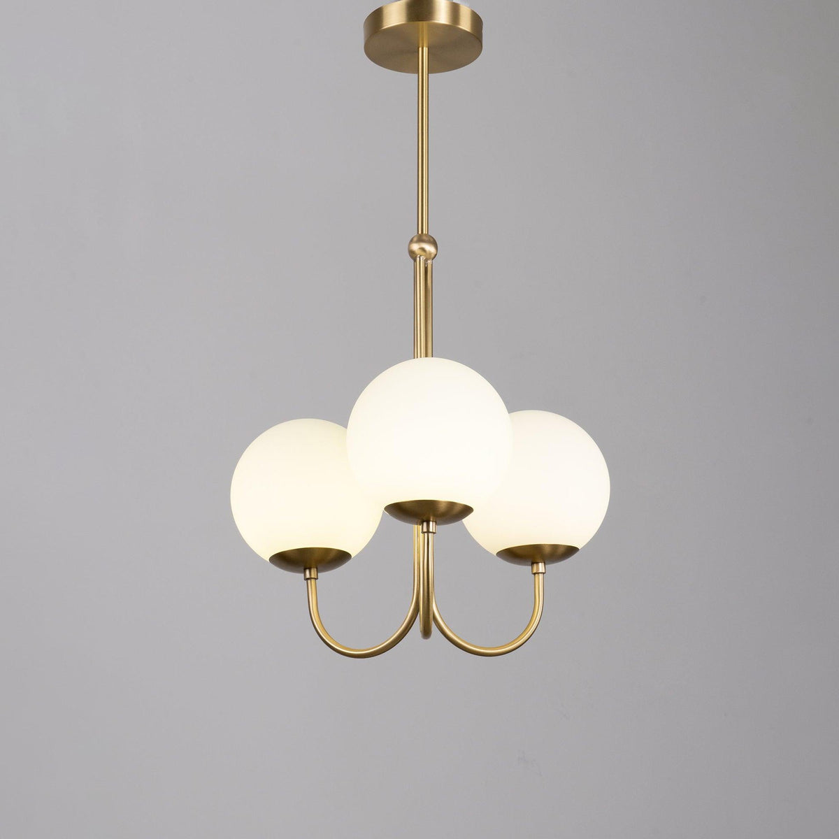 UNCINO Brass & Opal Glass Hook Chandelier