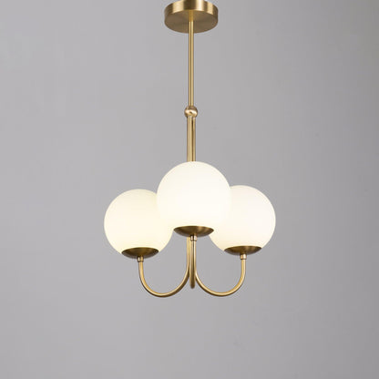 UNCINO Brass & Opal Glass Hook Chandelier