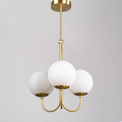UNCINO Brass & Opal Glass Hook Chandelier