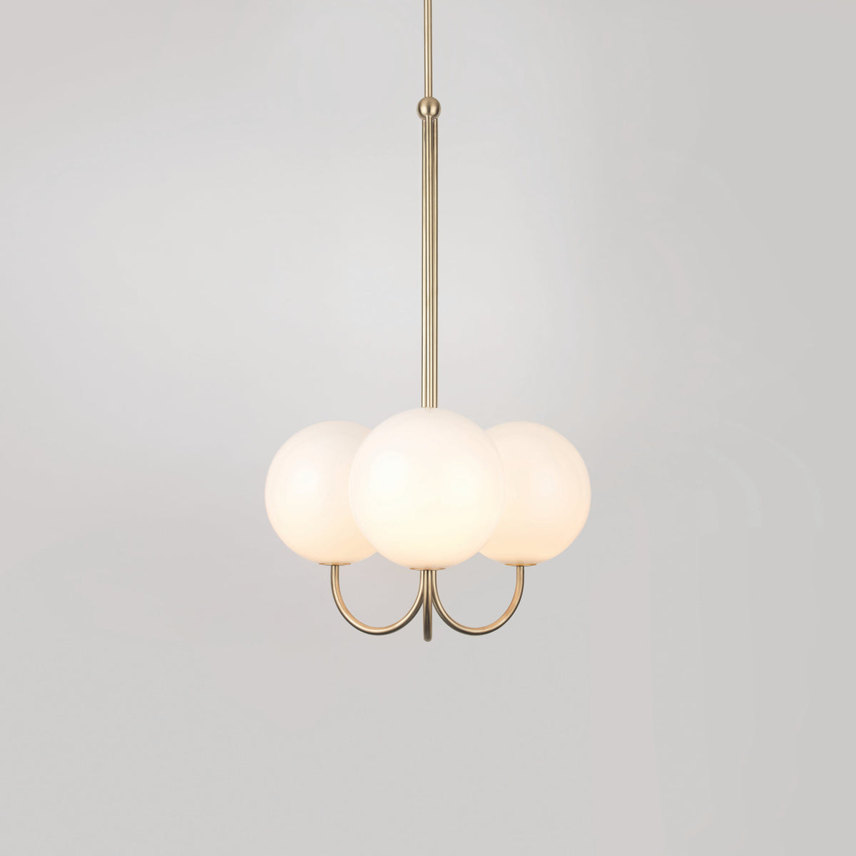 UNCINO Brass & Opal Glass Hook Chandelier