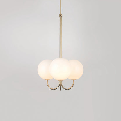 UNCINO Brass & Opal Glass Hook Chandelier