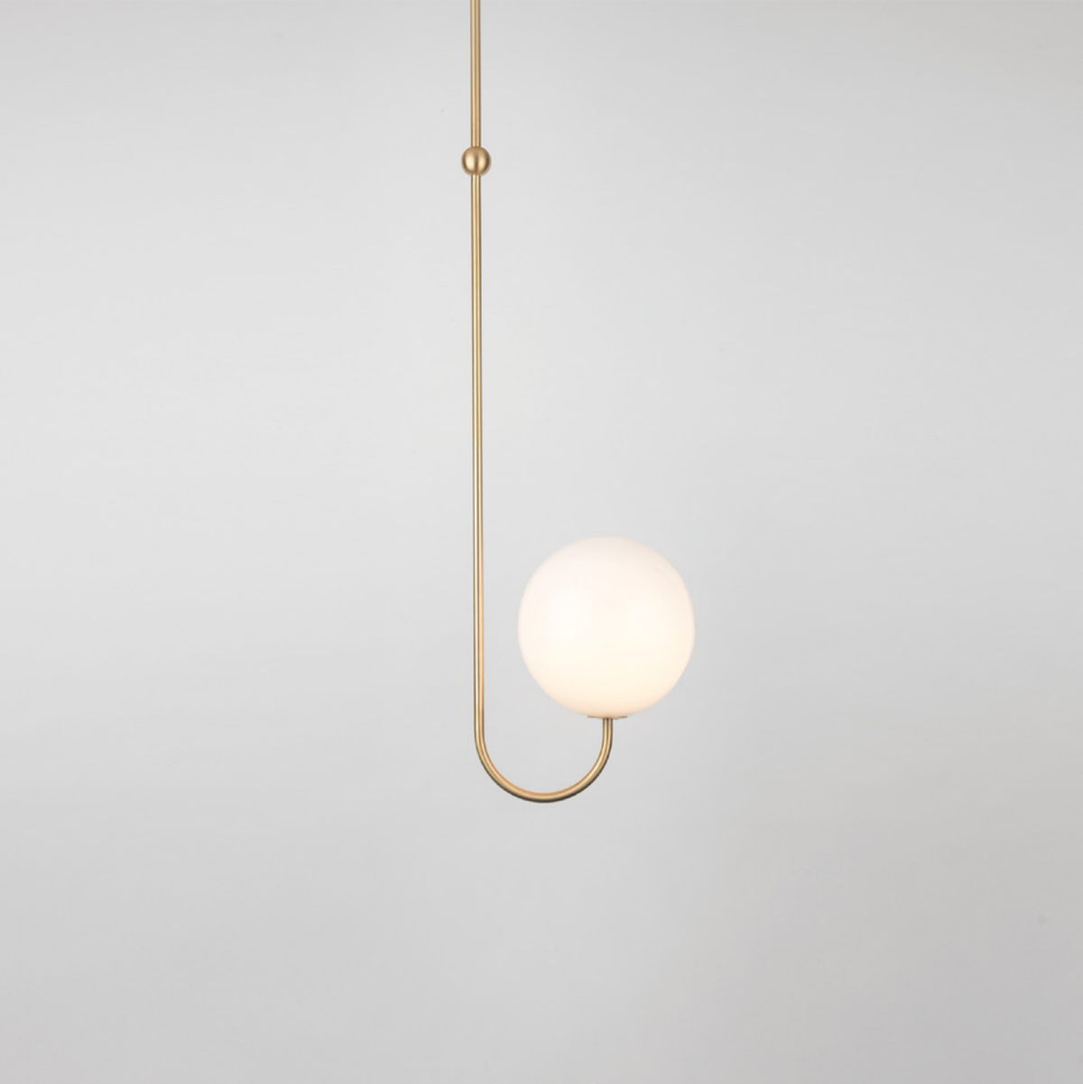 UNCINO Brass & Opal Glass Hook Chandelier
