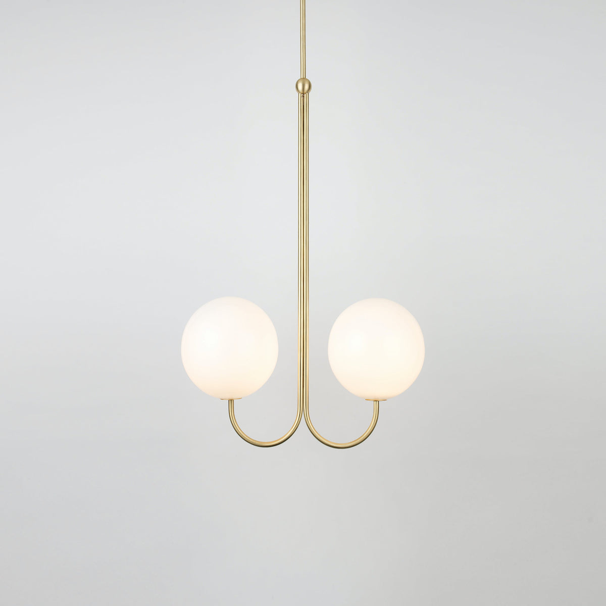 UNCINO Brass & Opal Glass Hook Chandelier