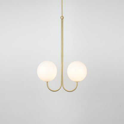 UNCINO Brass & Opal Glass Hook Chandelier