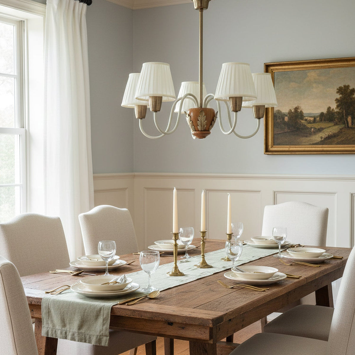 CASCINA Wood & Iron 5-Light Chandelier