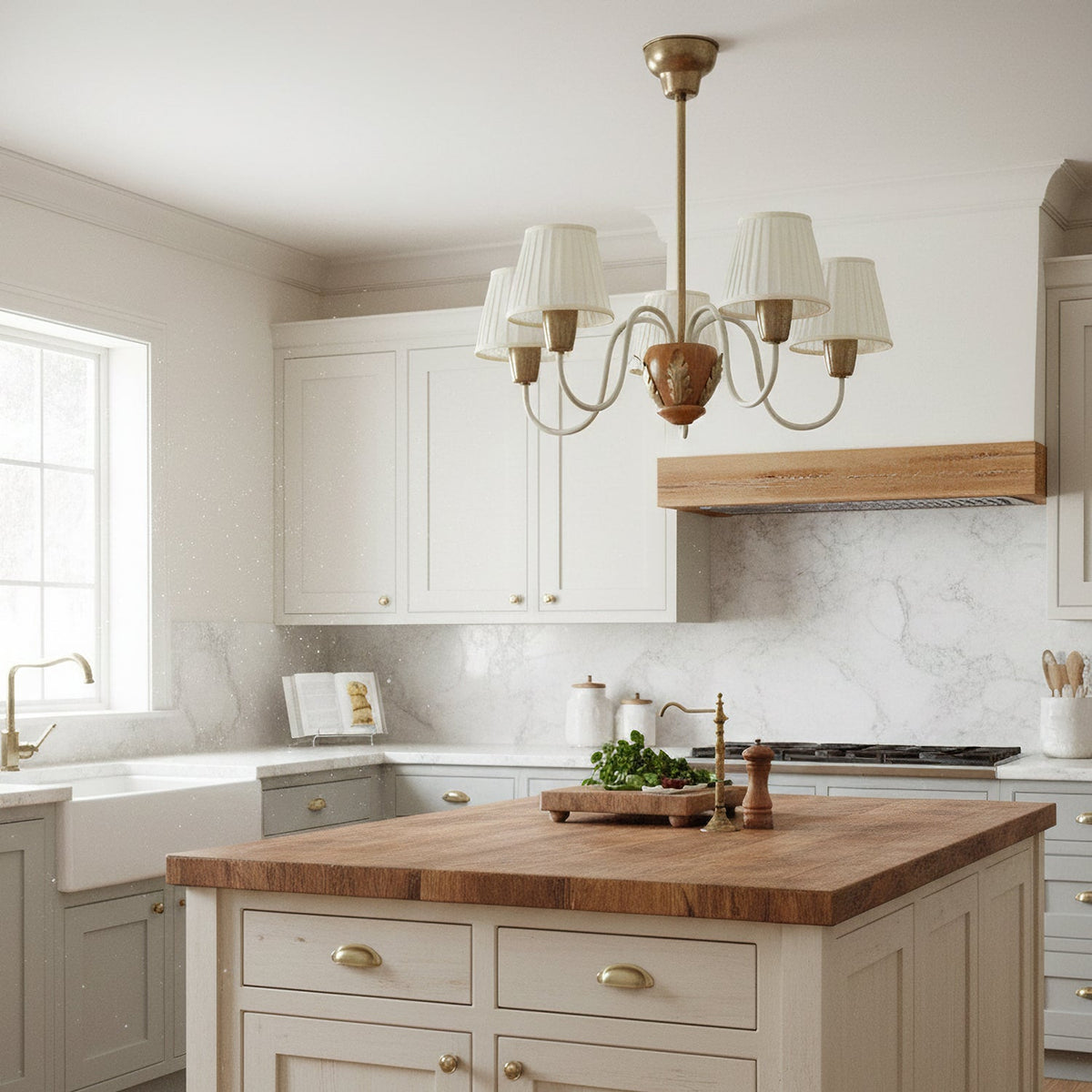 CASCINA Wood & Iron 5-Light Chandelier