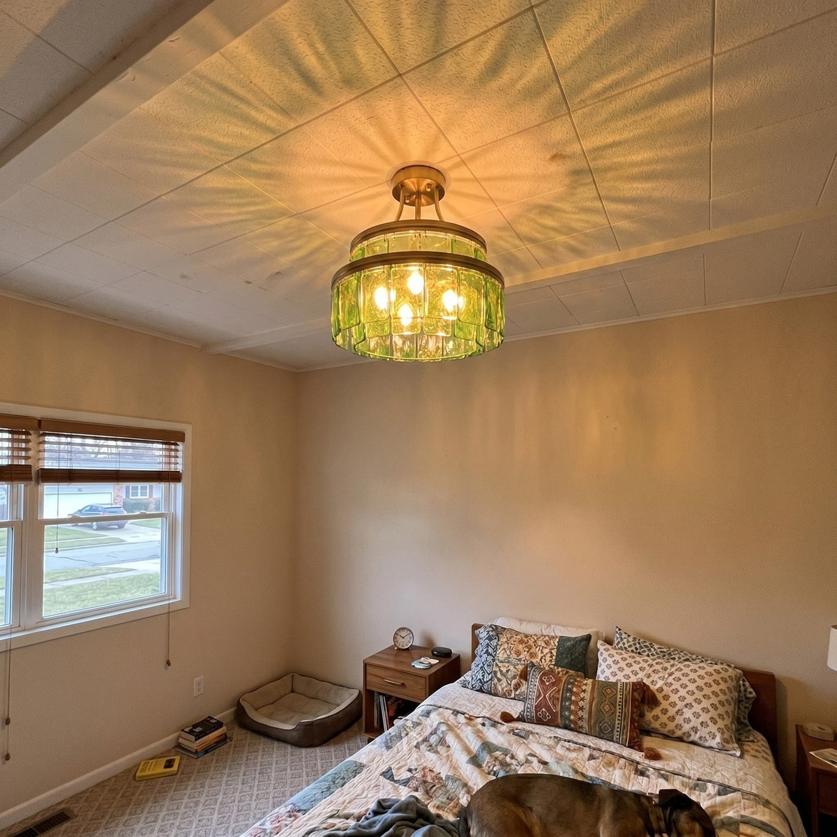 Aria Green Glass Flush Mount