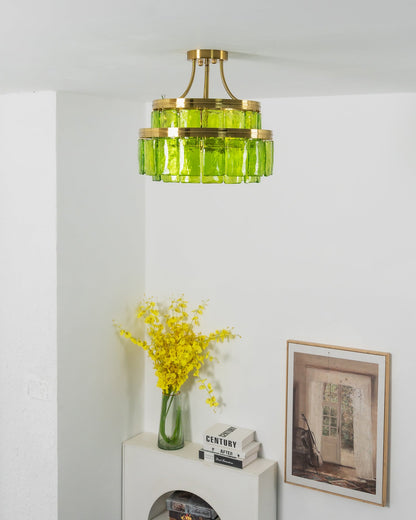 Aria Green Glass Flush Mount