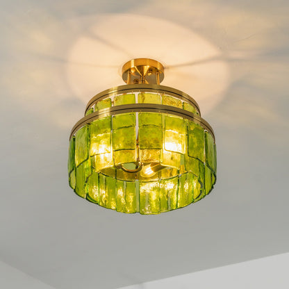 Aria Green Glass Flush Mount