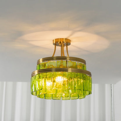 Aria Green Glass Flush Mount