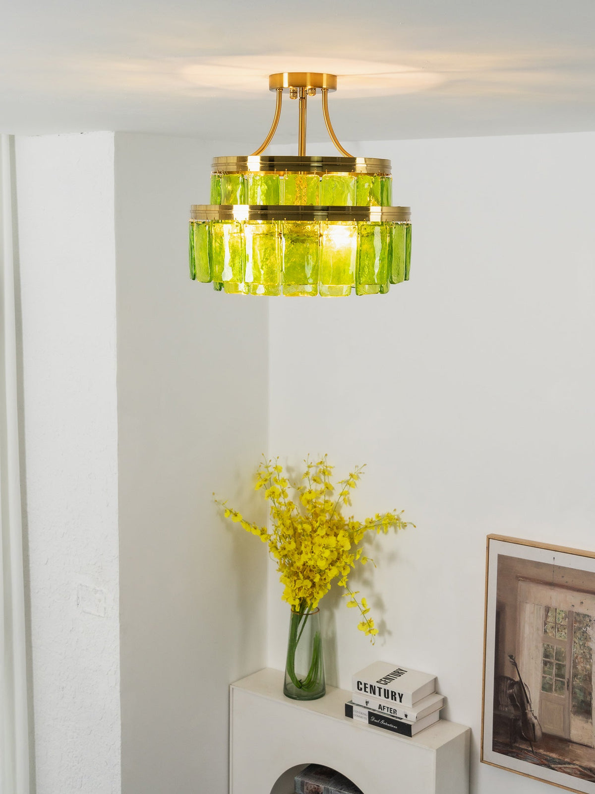 Aria Green Glass Flush Mount