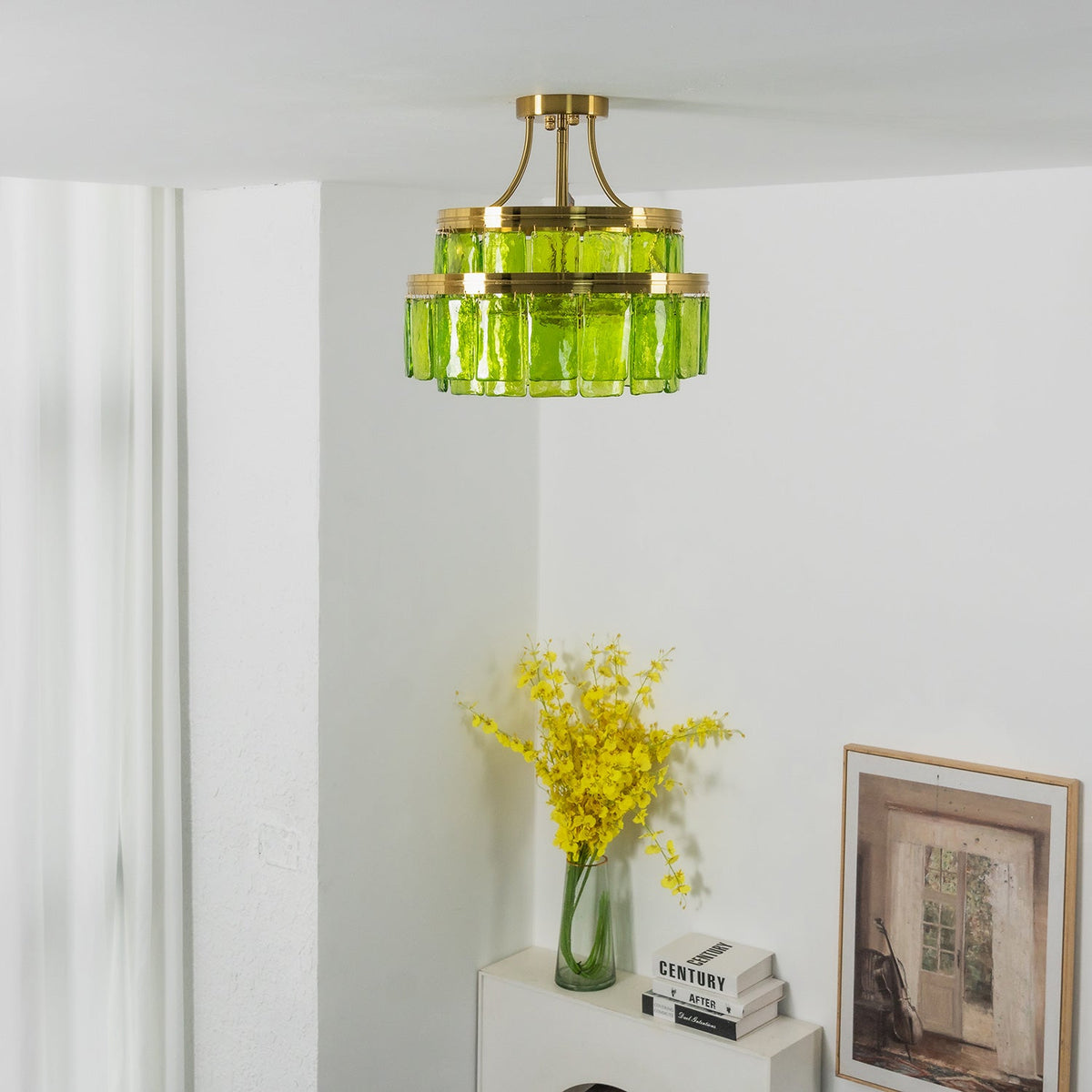 Aria Green Glass Flush Mount
