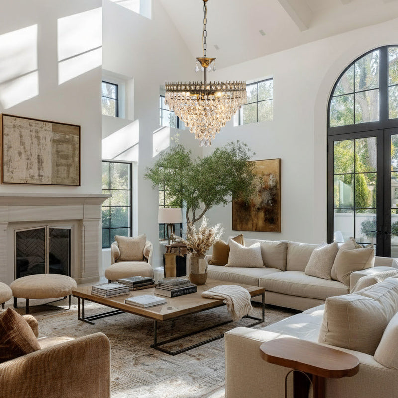 Elysée Crystal Chandelier – Tiered Gold Crystal Pendant Light