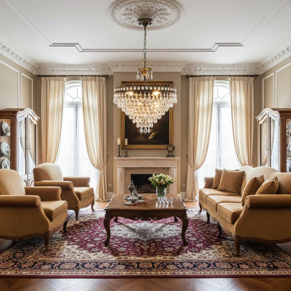 Elysée Crystal Chandelier – Tiered Gold Crystal Pendant Light