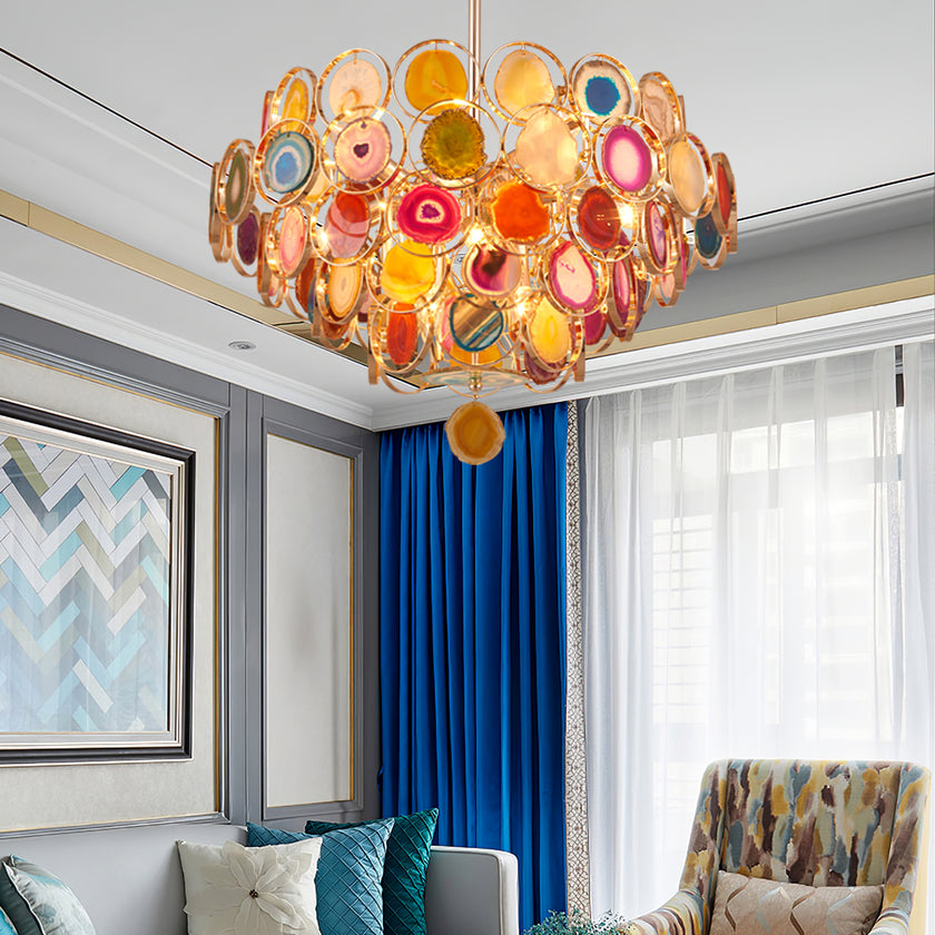 AGATE Rose Gold Natural Stone Chandelier