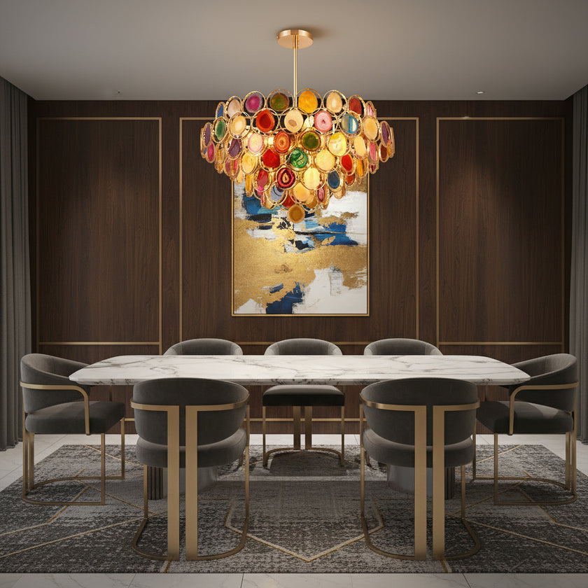 AGATE Rose Gold Natural Stone Chandelier