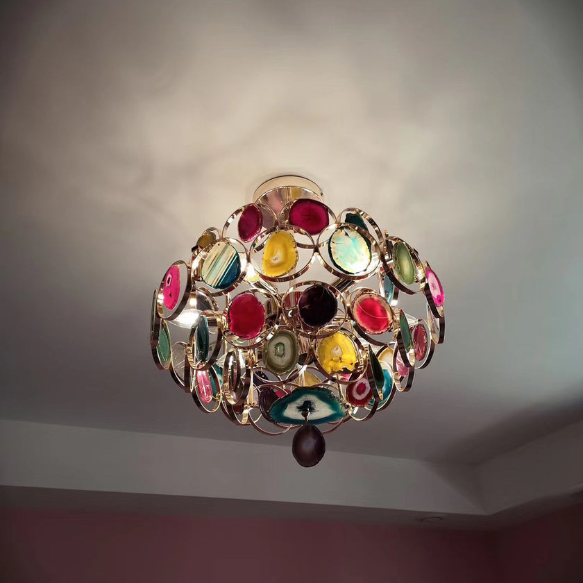 AGATE Rose Gold Natural Stone Chandelier