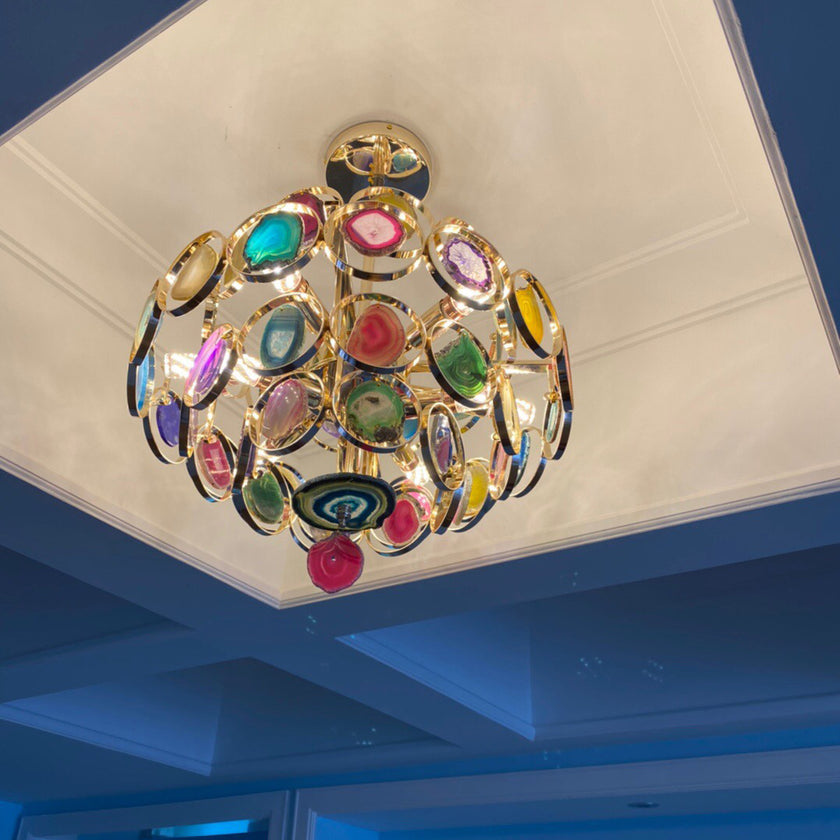 AGATE Rose Gold Natural Stone Chandelier