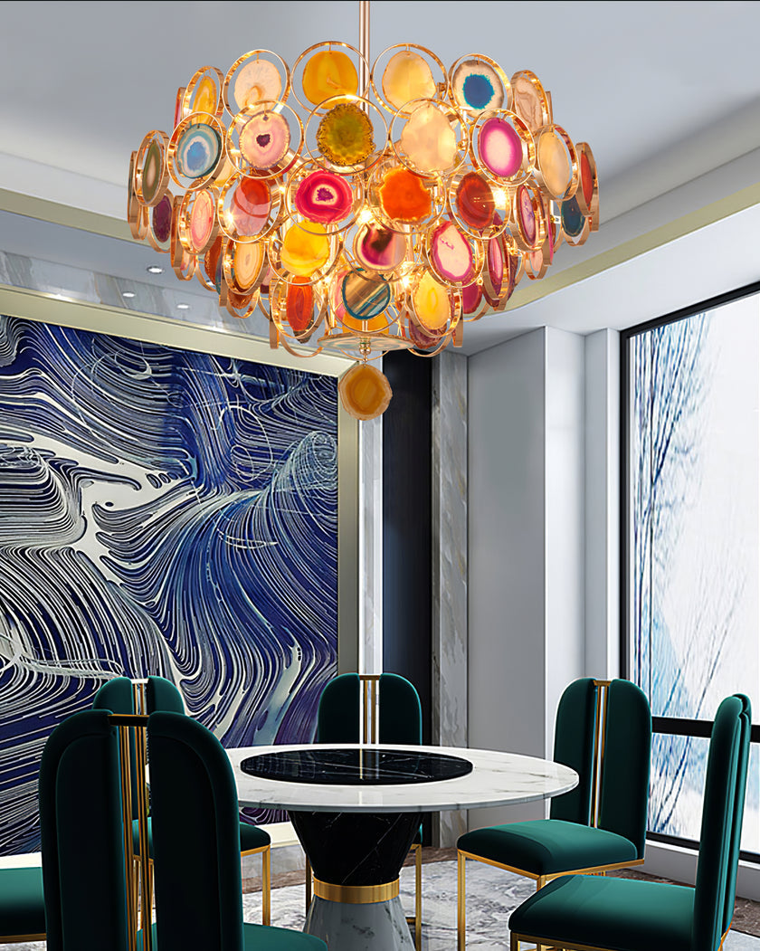 AGATE Rose Gold Natural Stone Chandelier