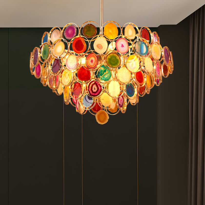 AGATE Rose Gold Natural Stone Chandelier