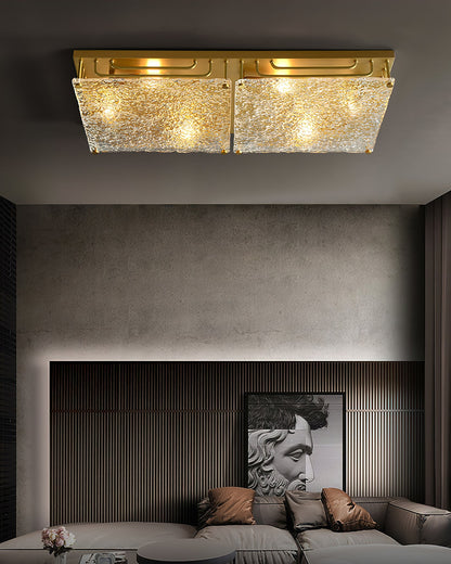 Celestine Brass Ripple Glass Ceiling Light
