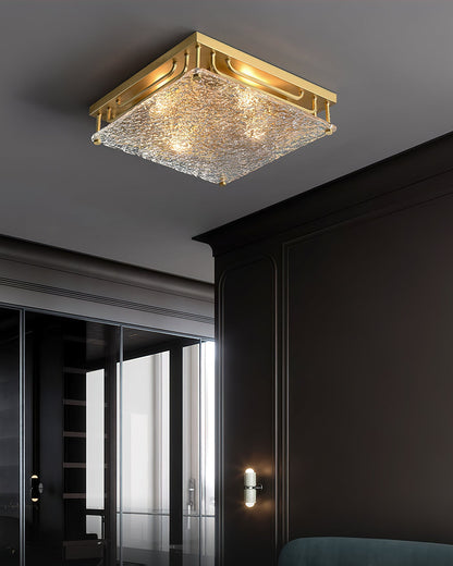 Celestine Brass Ripple Glass Ceiling Light