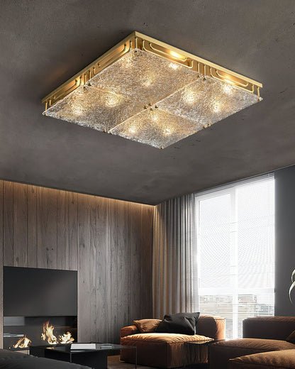 Celestine Brass Ripple Glass Ceiling Light