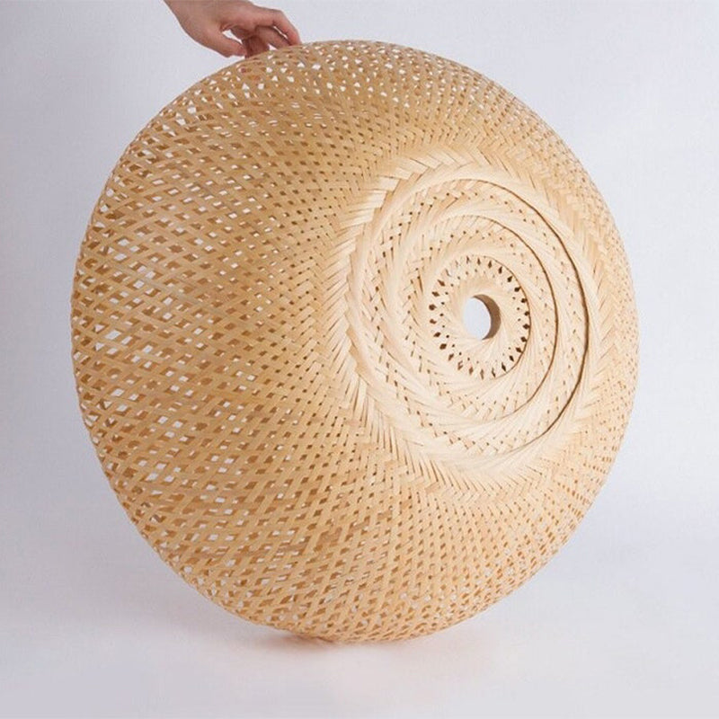 Modern Bamboo Dome Pendant Light - Hand-Woven Wicker Chandelier