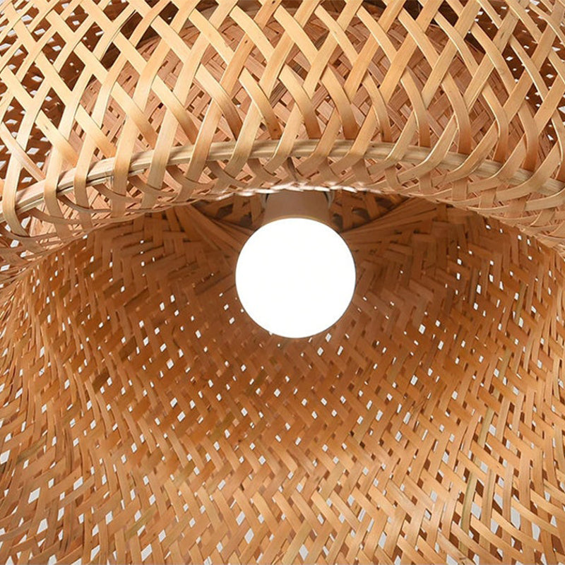 Modern Bamboo Dome Pendant Light - Hand-Woven Wicker Chandelier