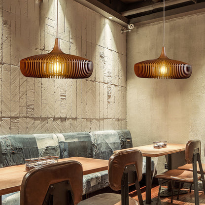 Handcrafted Natural Wood Fin Chandelier - Scandi Style Hanging Lamp