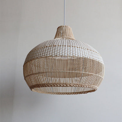 Handwoven Rattan Pendant Light for Kitchen Island – Boho Ceiling Lamp