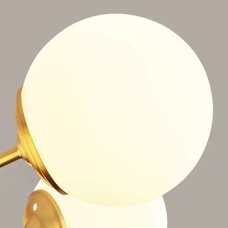 8-light Sputnik Gold Chandelier Brass Ceiling Light Opal Globe Molecular