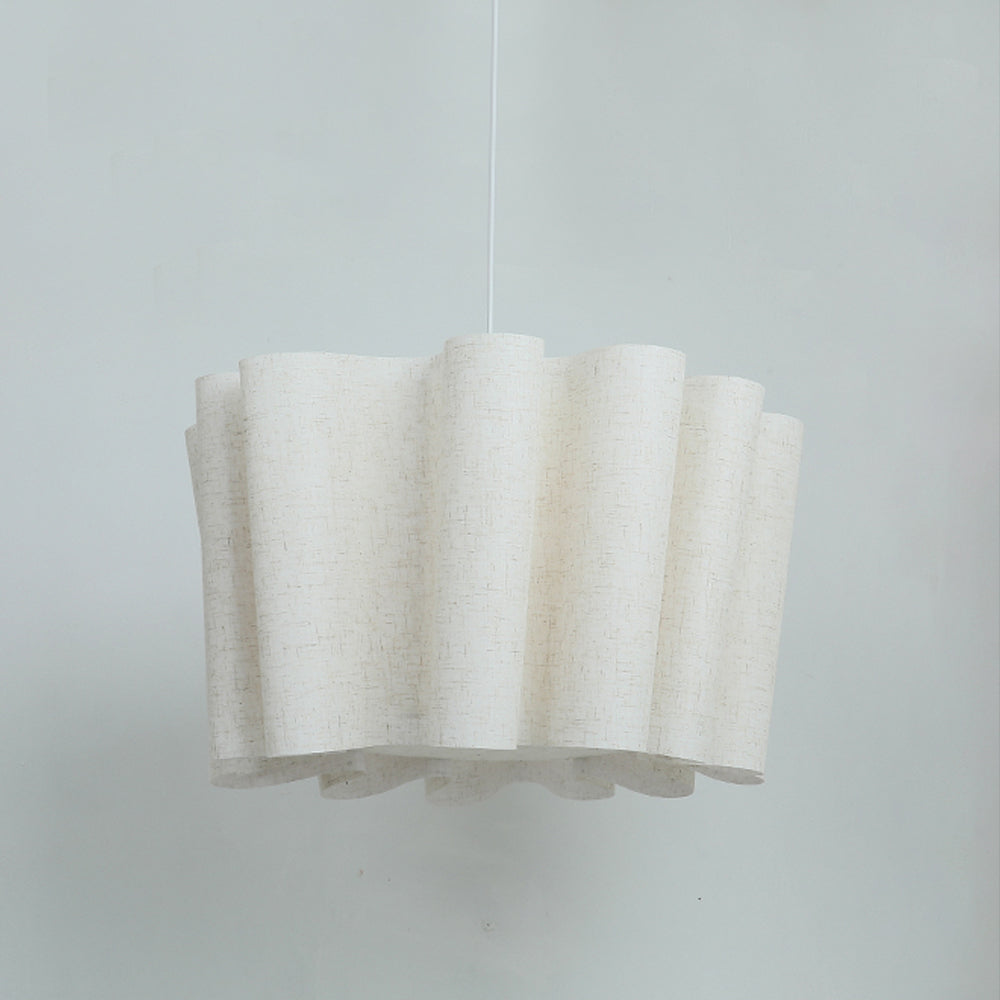 Modern Wavy Linen Drum Pendant Light - Nordic Ruffled Fabric Chandelier