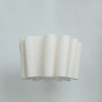 Modern Wavy Linen Drum Pendant Light - Nordic Ruffled Fabric Chandelier