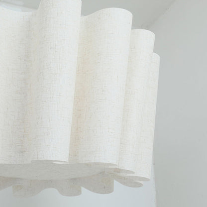 Modern Wavy Linen Drum Pendant Light - Nordic Ruffled Fabric Chandelier